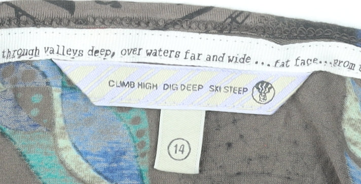 Fat Face Womens Multicoloured Size 14 Wrap Dress Long Sleeve V-Neck