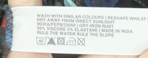 Fat Face Womens Multicoloured Size 14 Wrap Dress Long Sleeve V-Neck