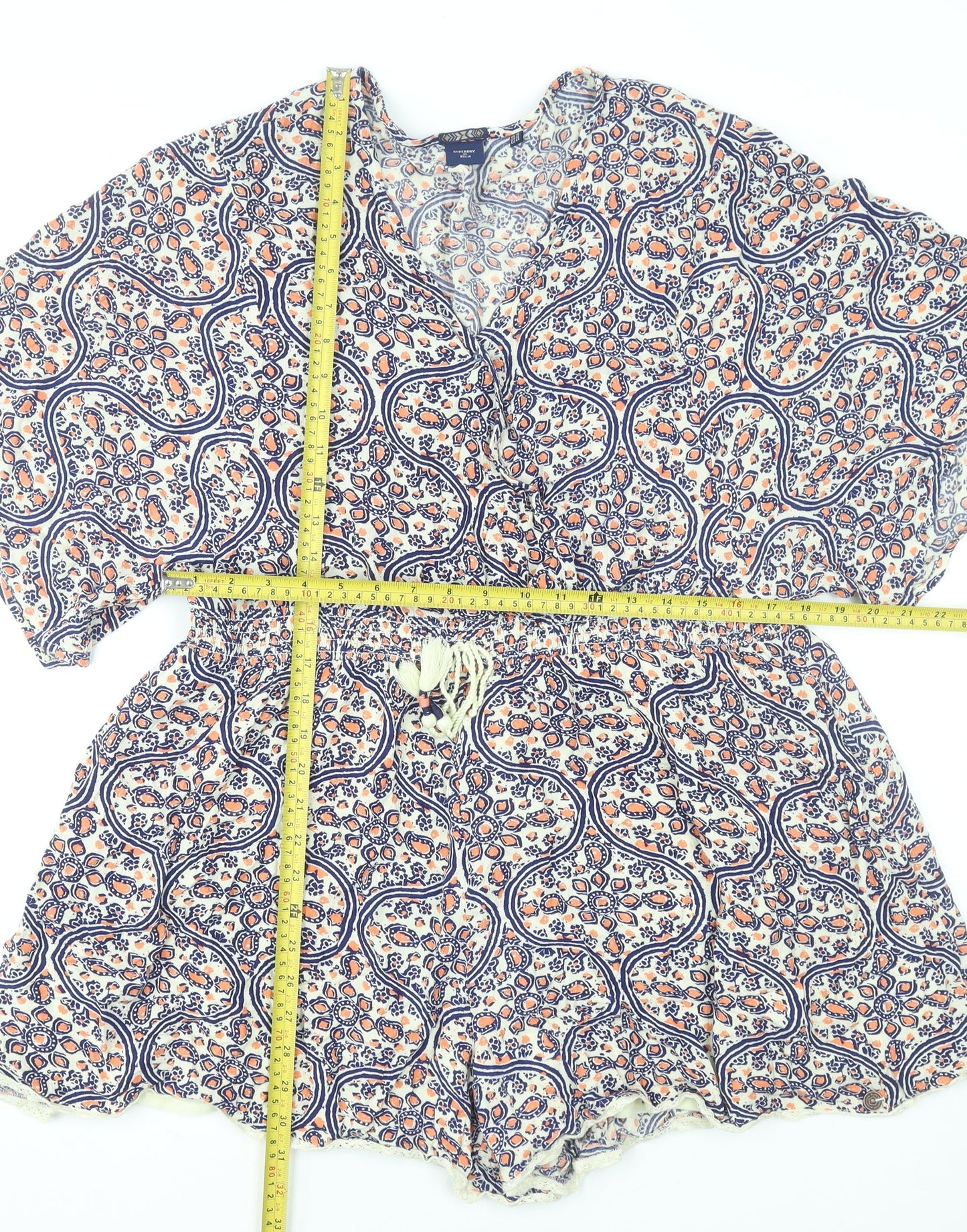 Superdry Women's Multicoloured Paisley Viscose Playsuit Size 16