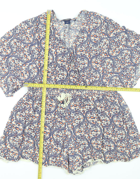 Superdry Women's Multicoloured Paisley Viscose Playsuit Size 16