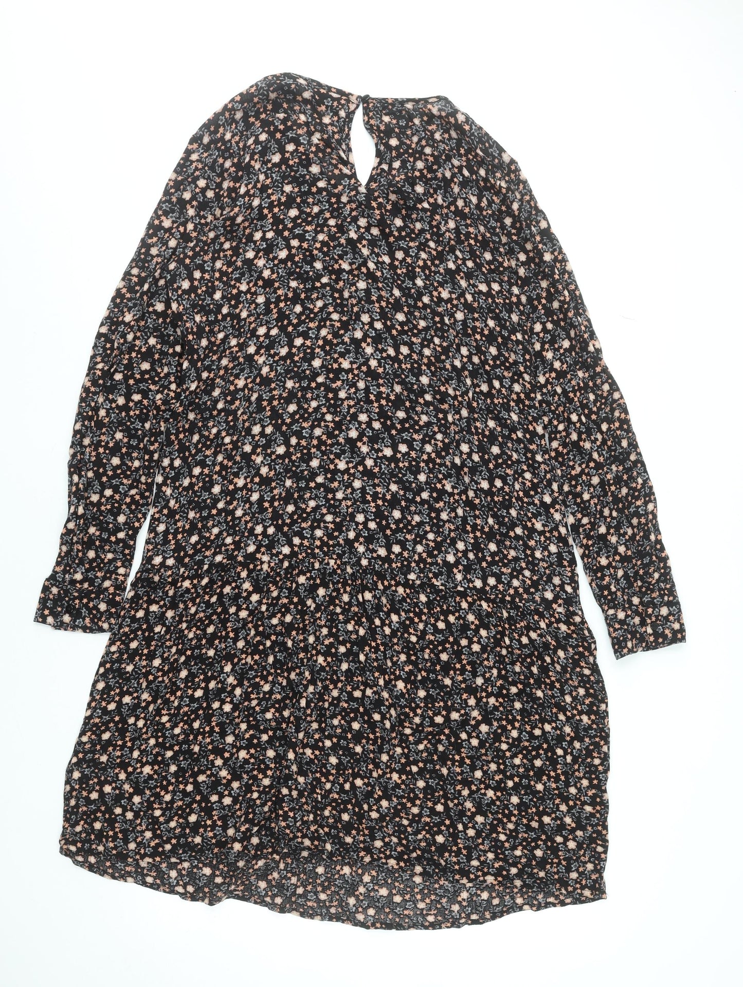 bpc Women Black Floral Knee Length A-Line Dress Size 10