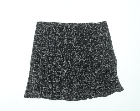 Marks and Spencer Women Black Polka Dot A-Line Skirt Size 16