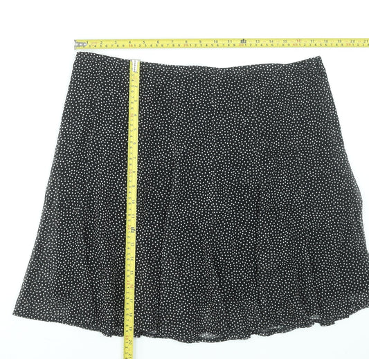 Marks and Spencer Women Black Polka Dot A-Line Skirt Size 16