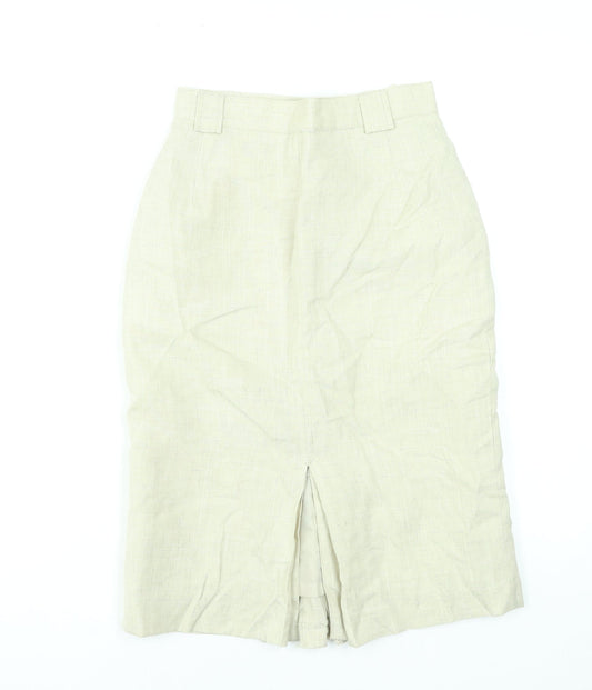 Annebros Petite Women Beige Linen Blend Straight Knee Length Skirt Size 10