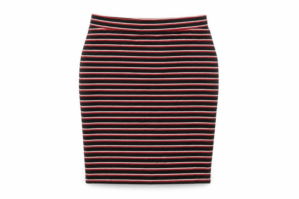Miss Selfridge Women’s Black Striped Pencil Skirt Size 6 Stretch