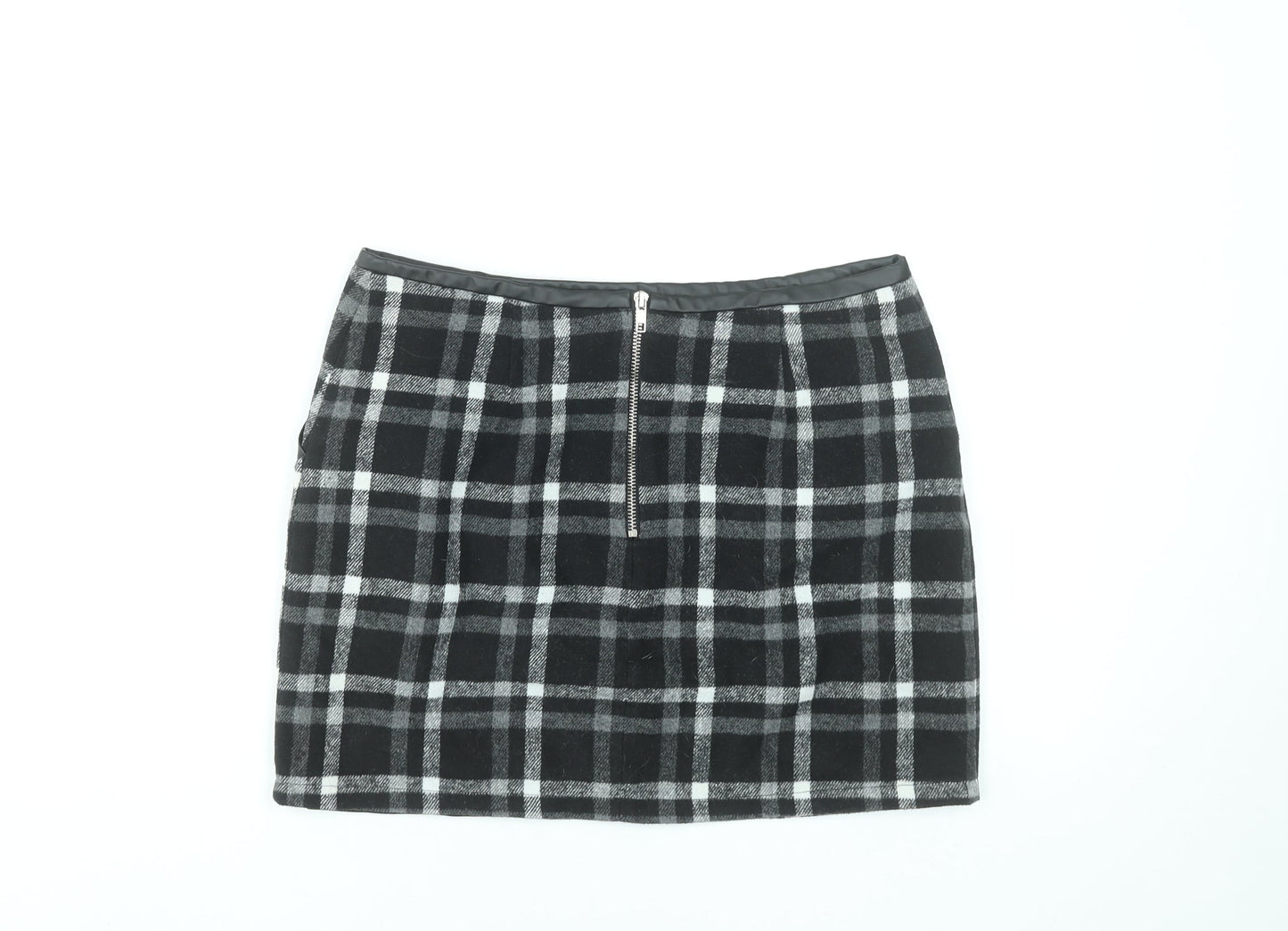 Select Women Black Check Cotton Blend Straight Skirt Size 10