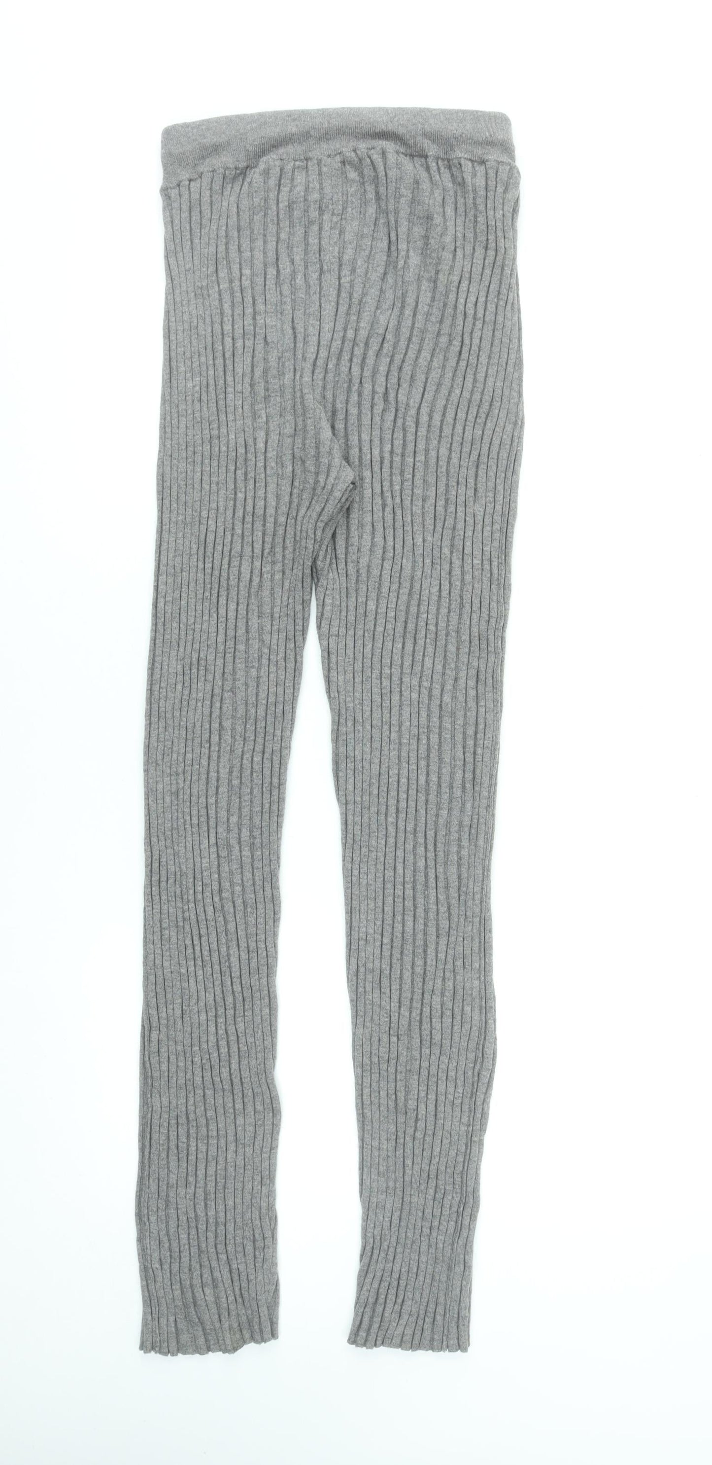 L.F. Markey Womens Grey Wool Cotton Ribbed Knit Slim Leg Leggings Size 12