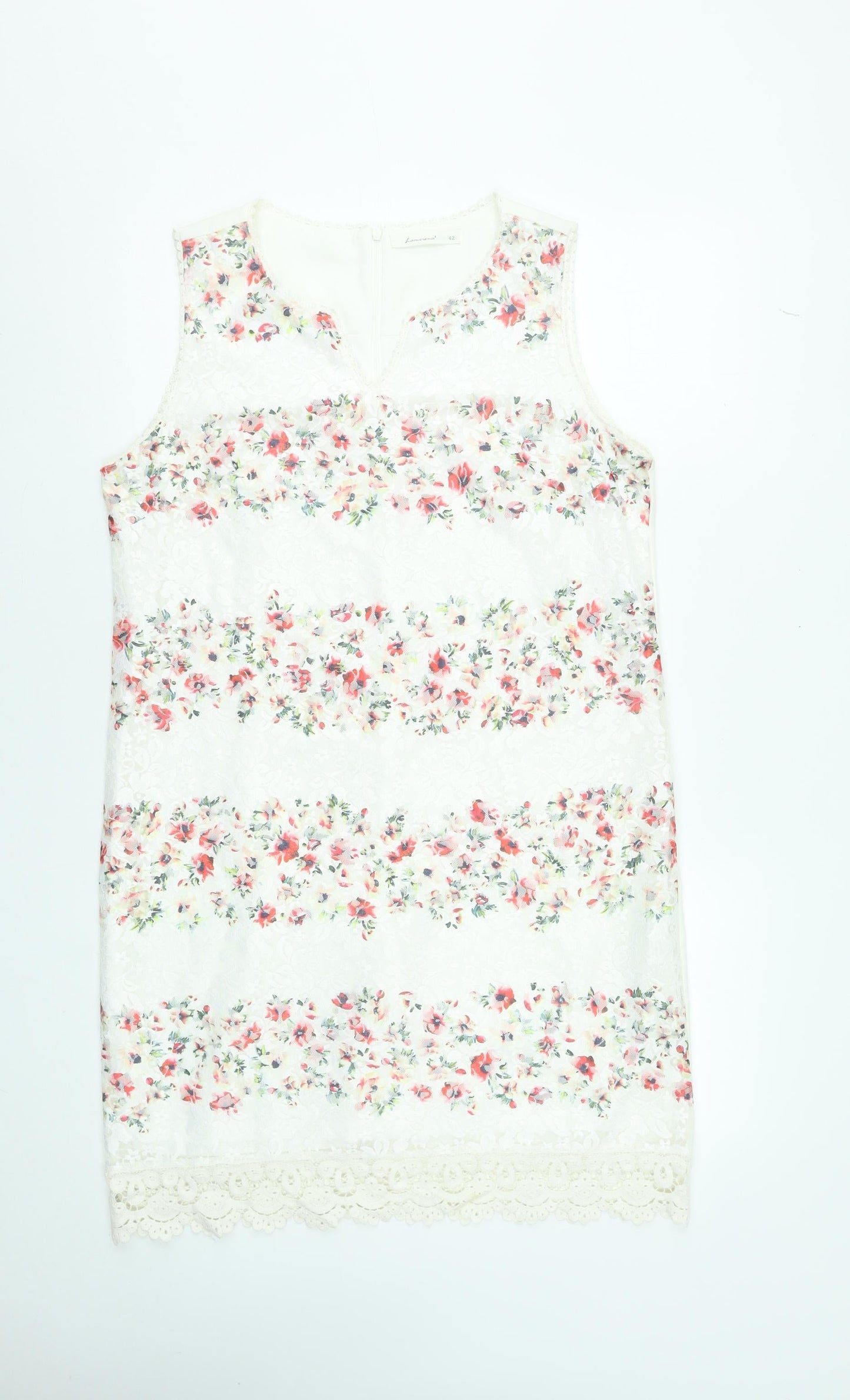 Lamorena Women’s Ivory Floral Lace Shift Dress Size 14