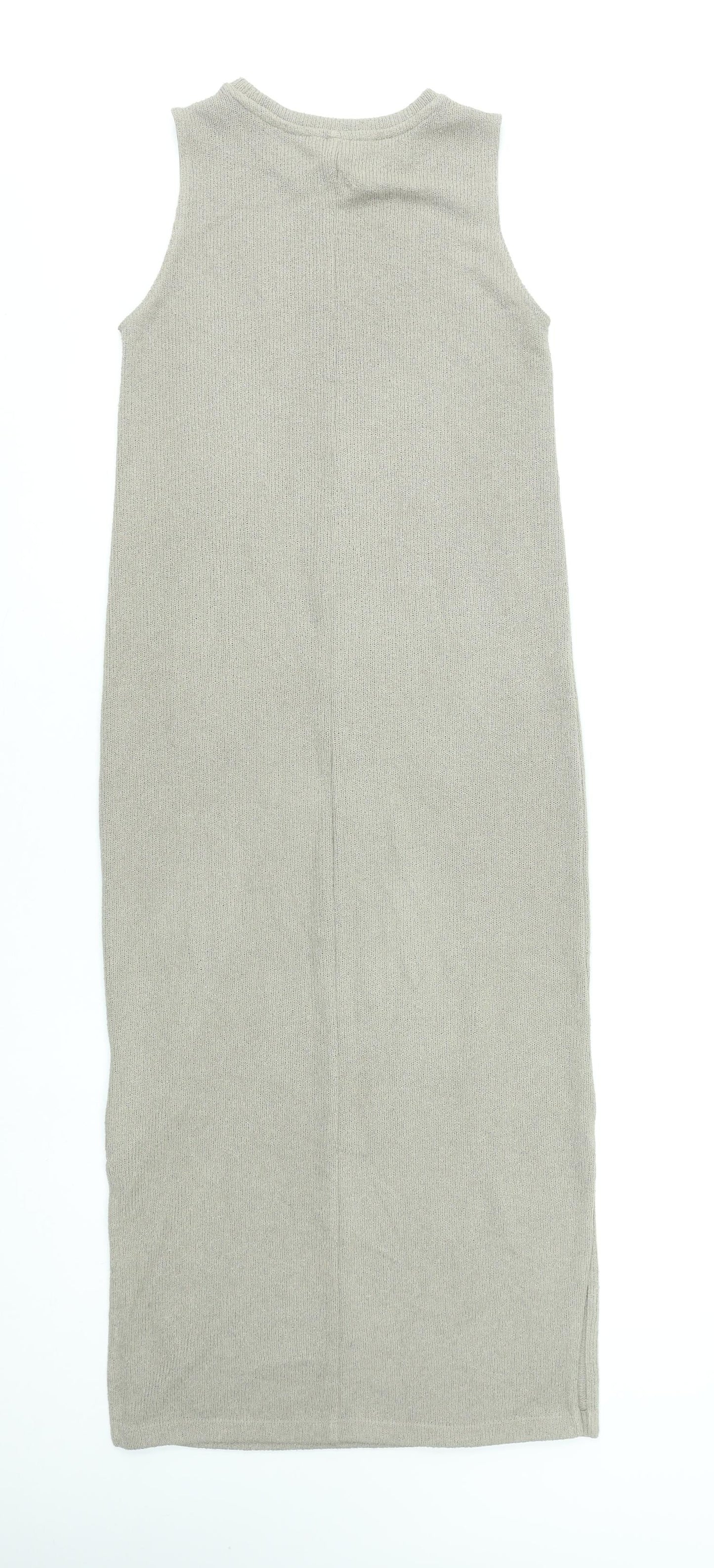 H&M Women’s Beige Sleeveless Knit Bodycon Midi Dress XS