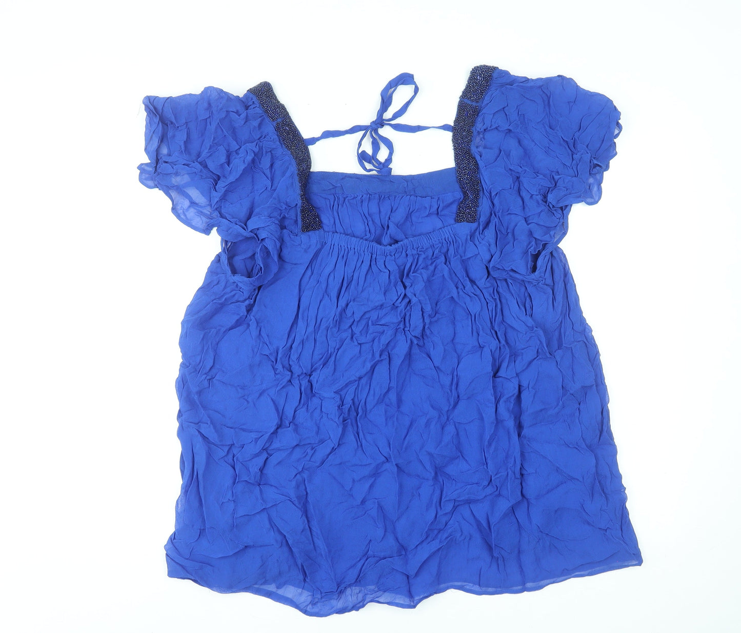 Evans Women’s Blue Beaded Tunic Blouse Size 24 Viscose