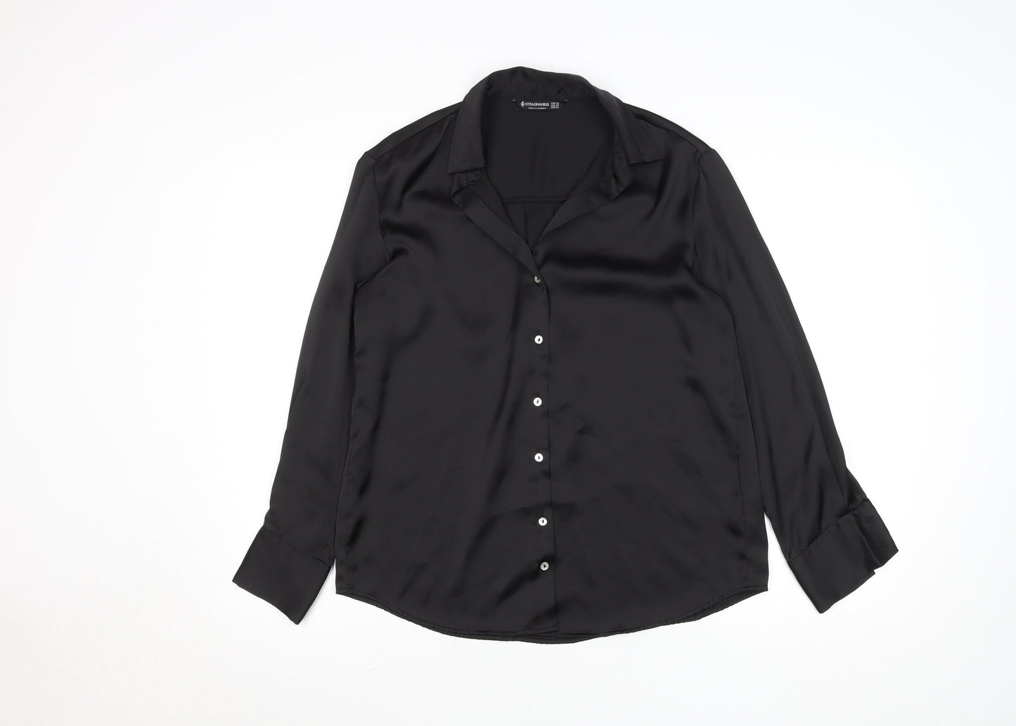Stradivarius Women's Black XS Satin Button-Up Shirt