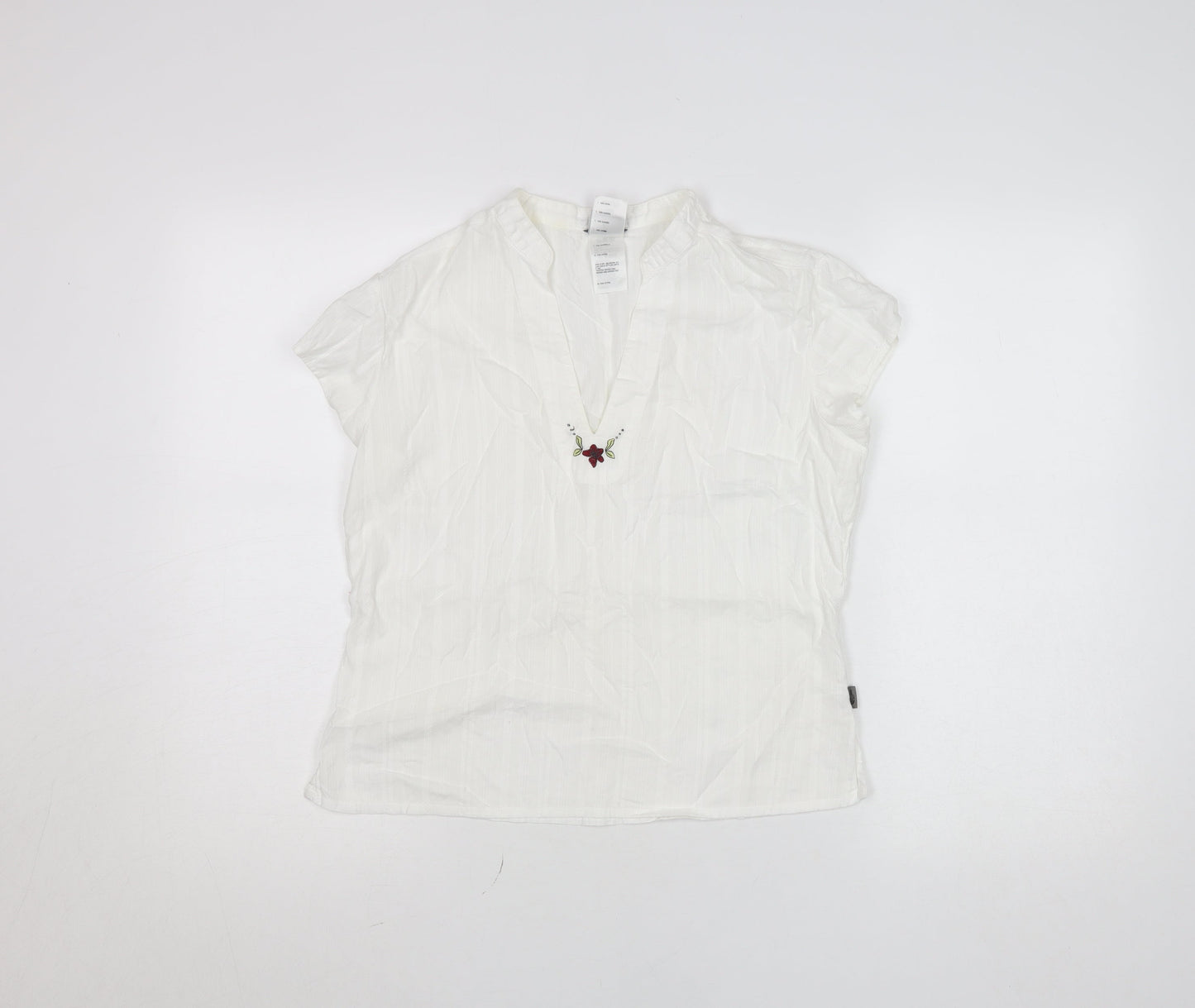 The North Face Women's White Cotton Embroidered Tunic Blouse M