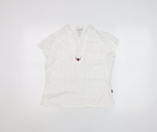 The North Face Women's White Cotton Embroidered Tunic Blouse M
