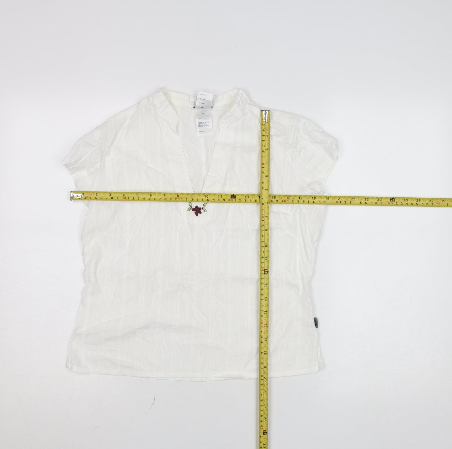 The North Face Women's White Cotton Embroidered Tunic Blouse M