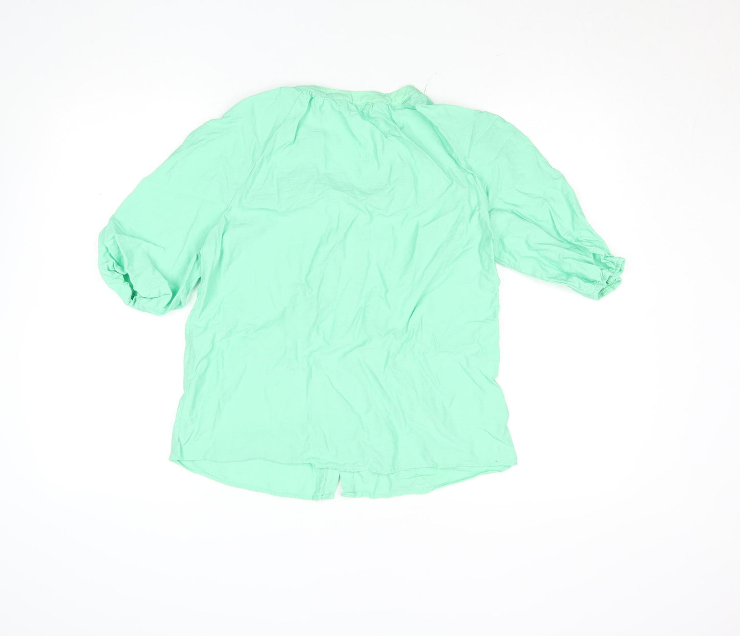 Gallery Women’s Green Button-Up 3/4 Sleeve Viscose Shirt UK 10