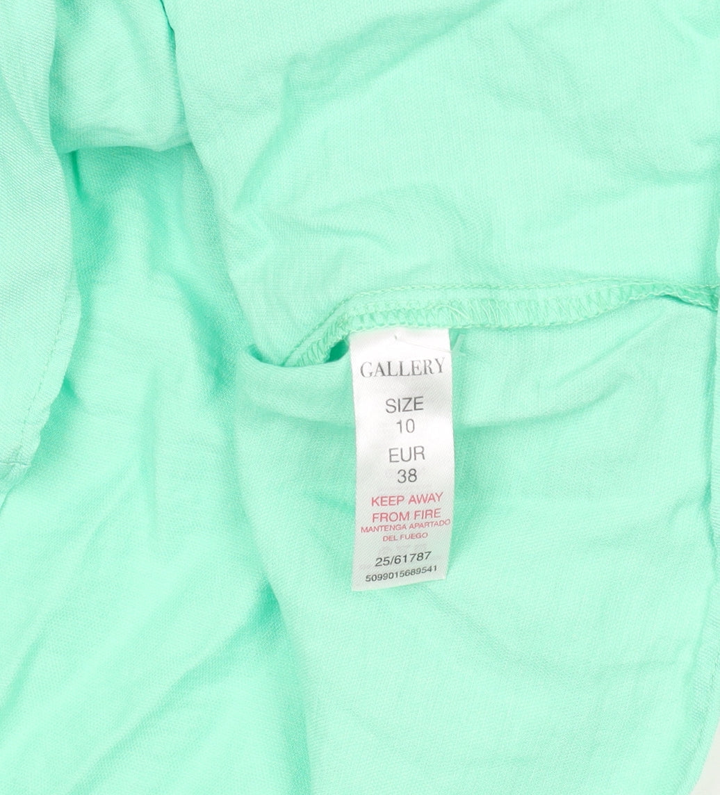 Gallery Women’s Green Button-Up 3/4 Sleeve Viscose Shirt UK 10