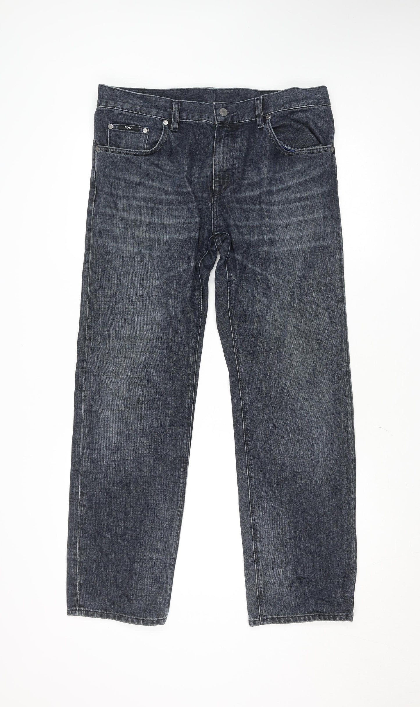 Hugo Boss Men's Blue Straight Leg Jeans 36/30 Regular Fit