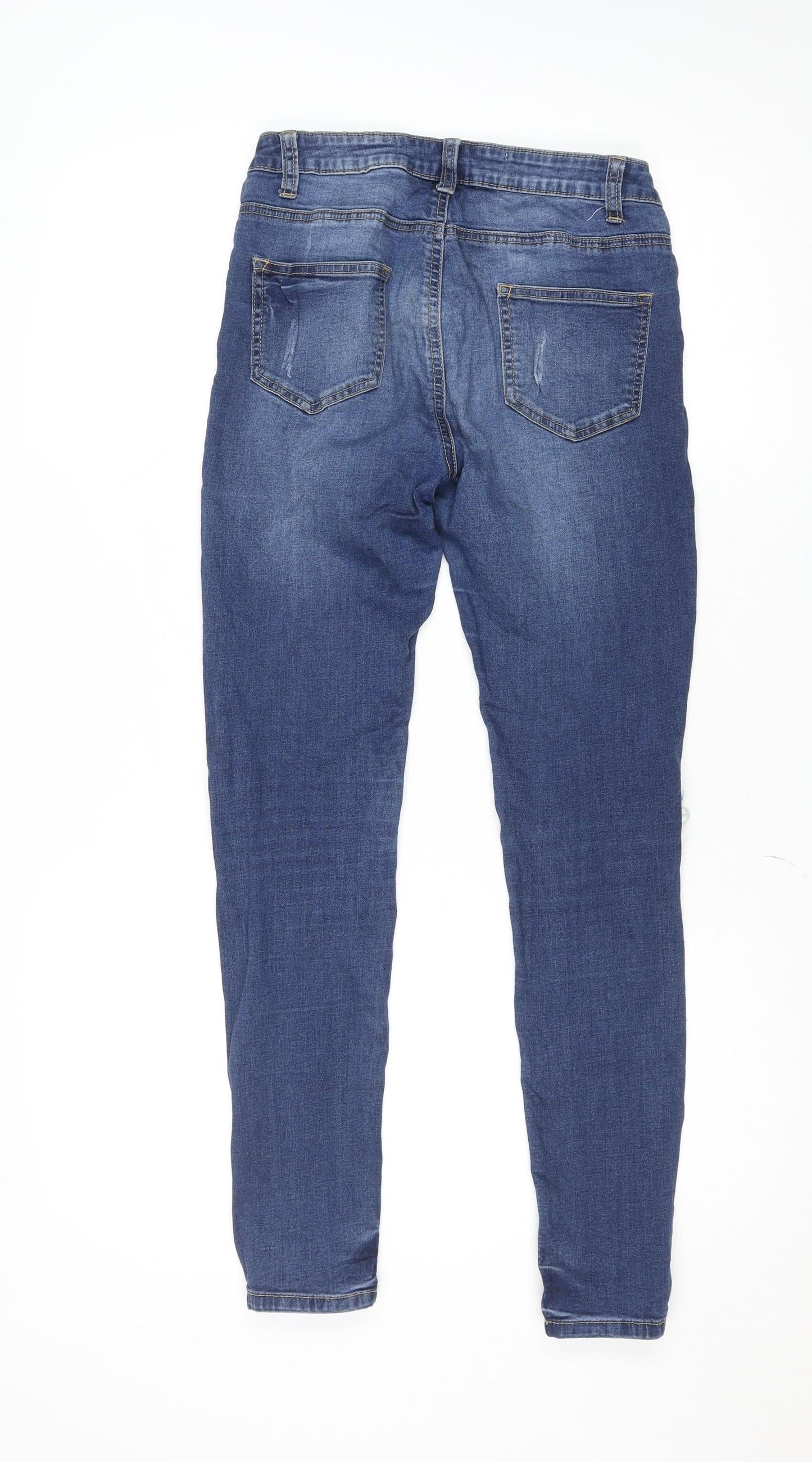 Denim Co. Women’s Blue Mid Rise Skinny Distressed Jeans Size 8