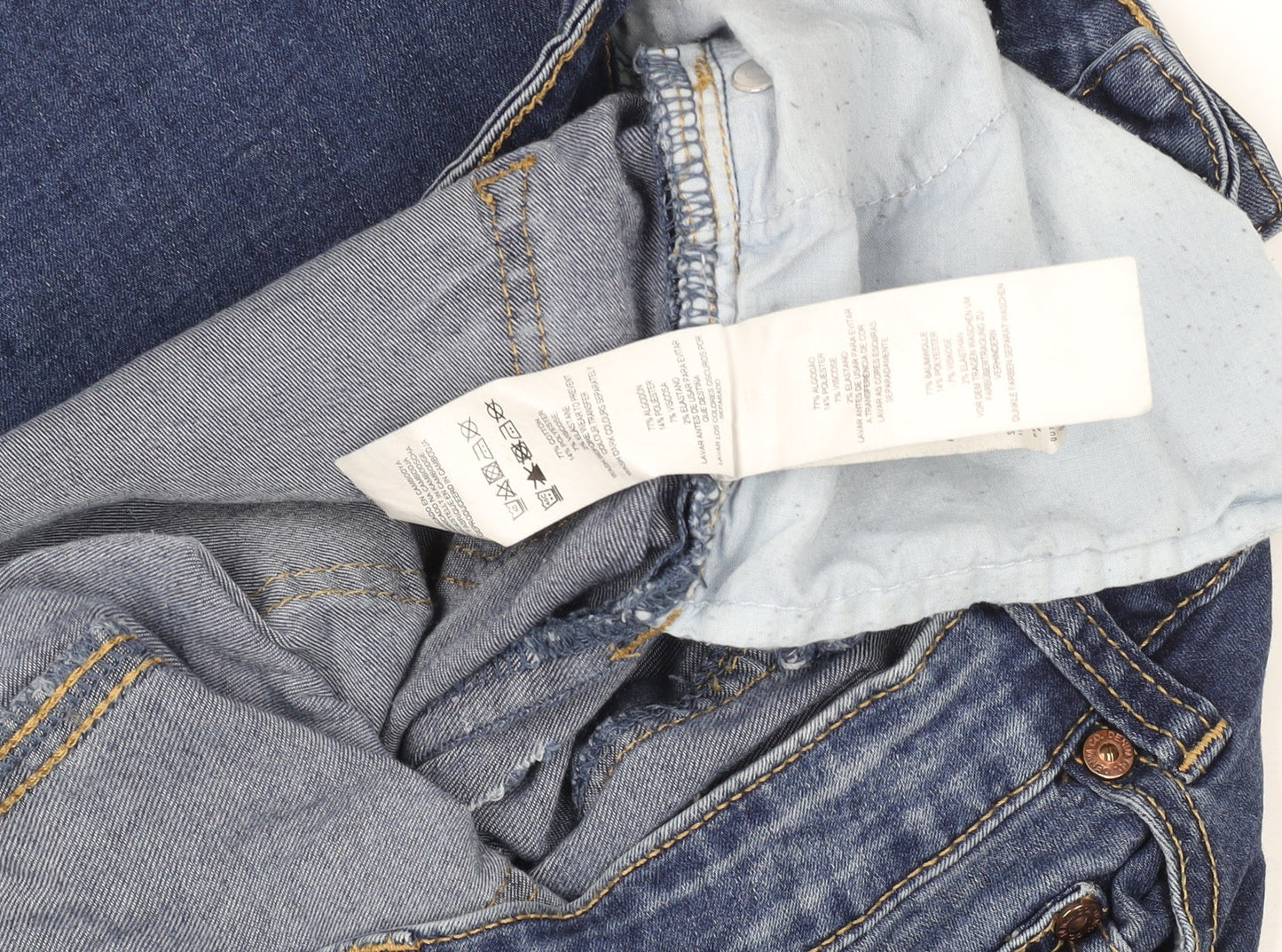 Denim Co. Women’s Blue Mid Rise Skinny Distressed Jeans Size 8