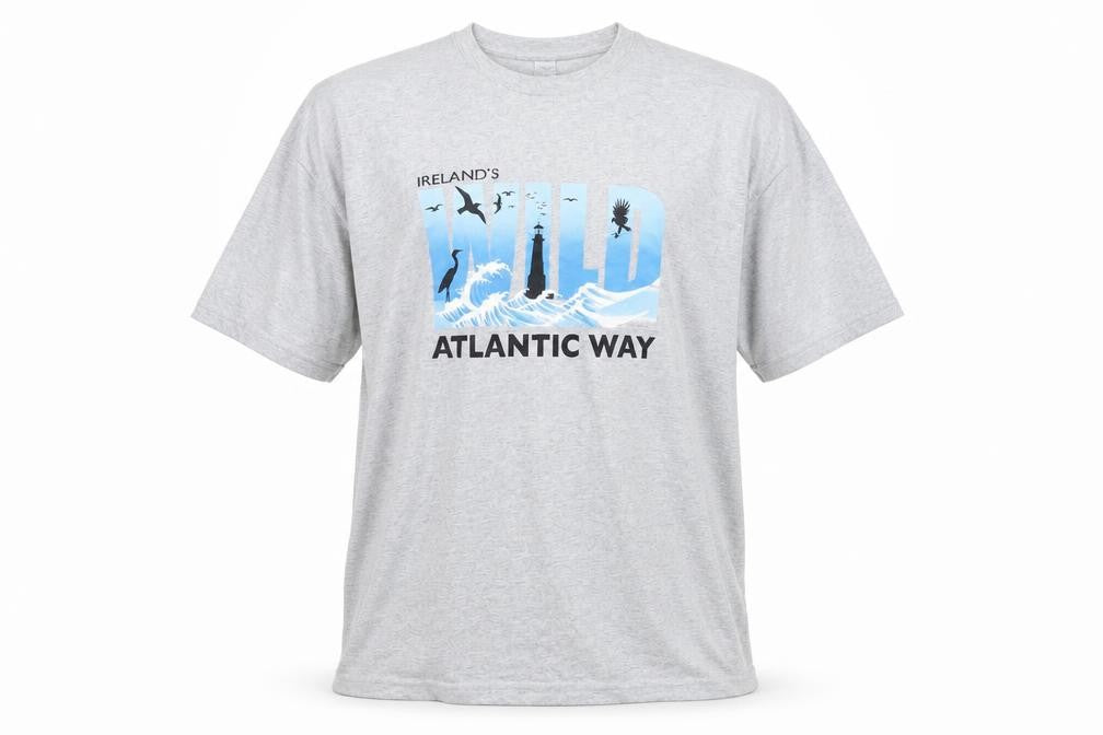 Fruit of the Loom Men’s Grey 2XL Wild Atlantic Way Graphic T-Shirt