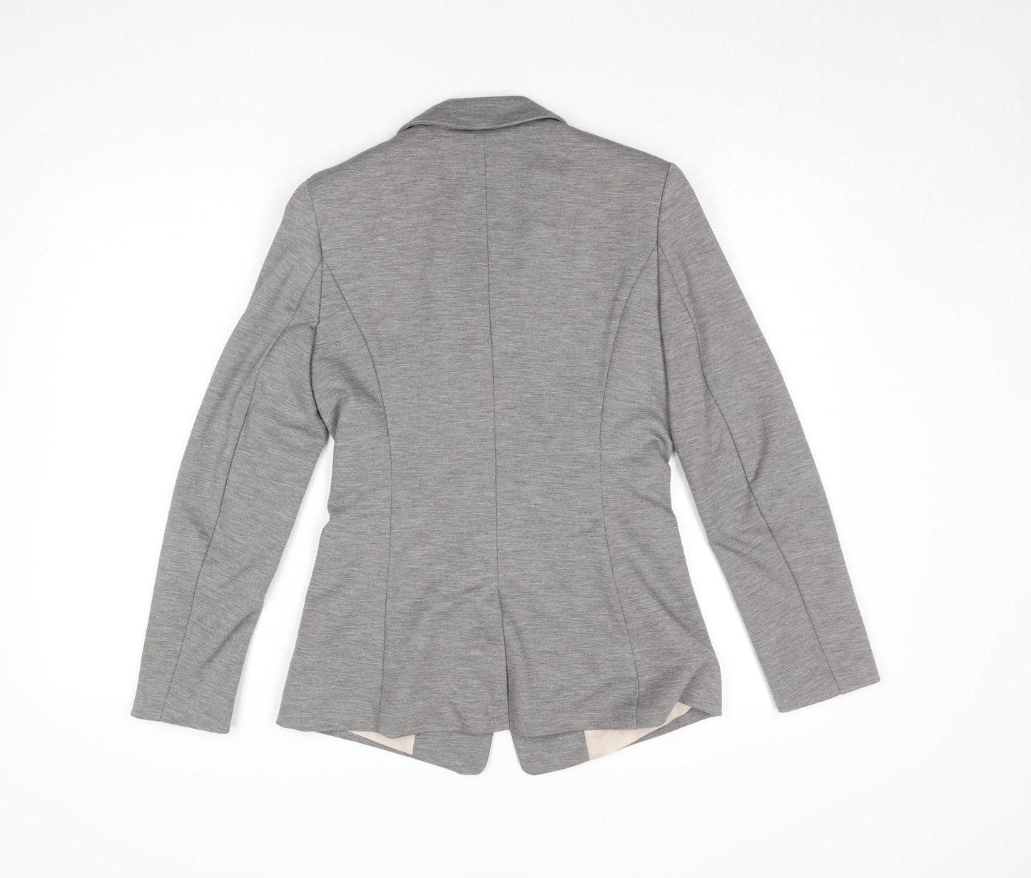 H&M Women Grey Size 8 Single-Breasted Blazer Polyester Viscose Stretch