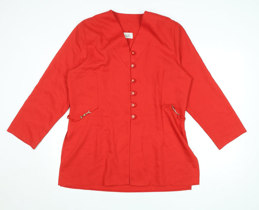 Via Veneto Women's Red Long Sleeve Single-Breasted Blazer Size 16