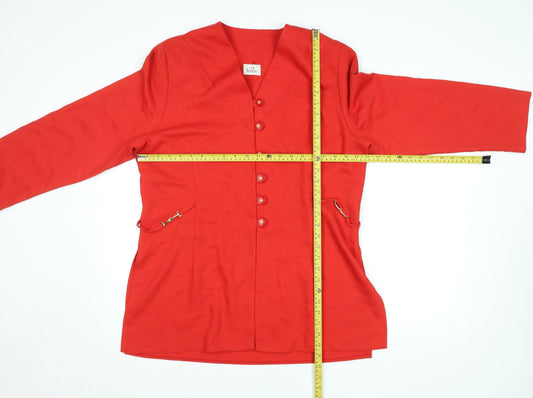 Via Veneto Women's Red Long Sleeve Single-Breasted Blazer Size 16
