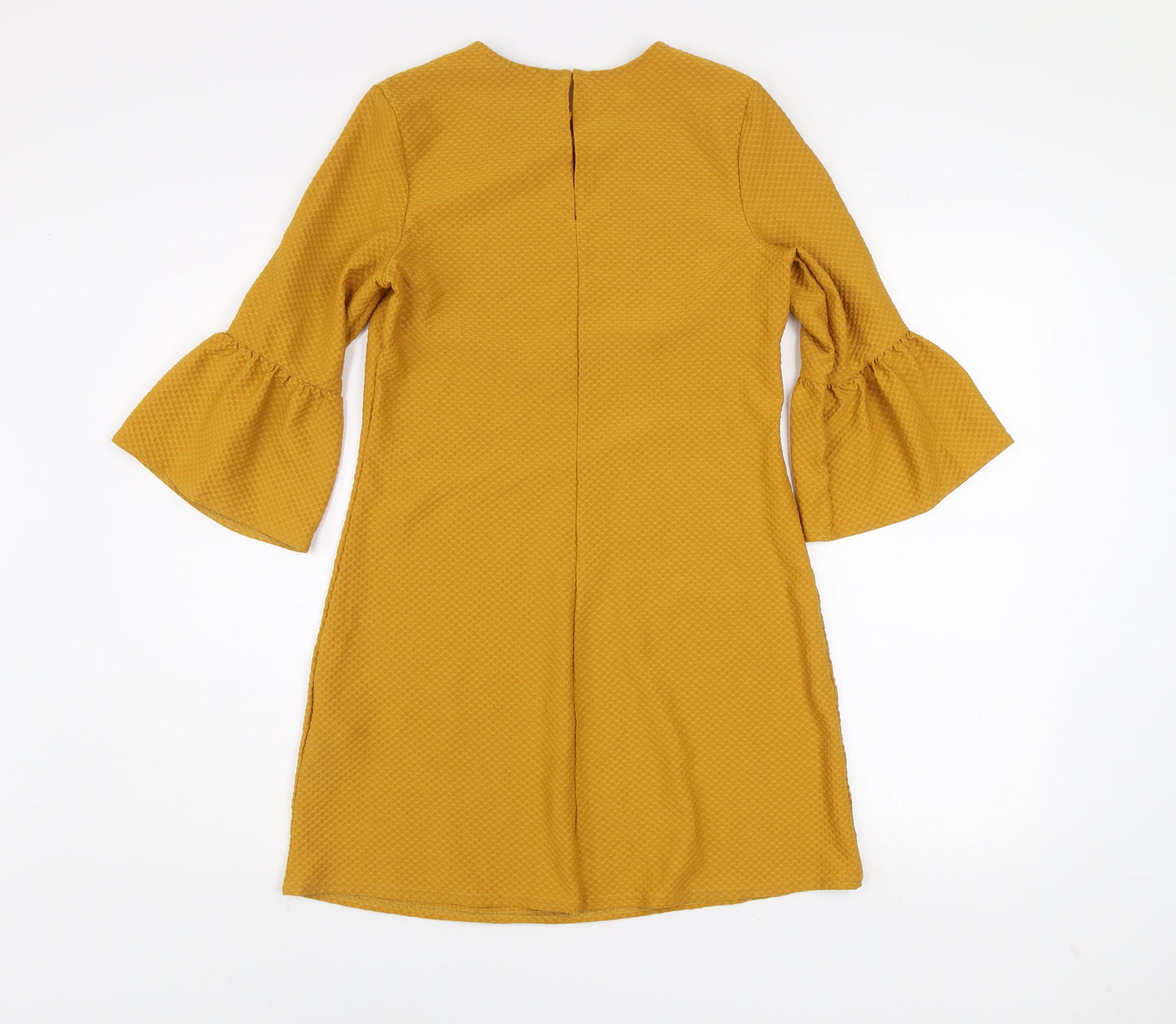 New Look Women's Yellow Shift Dress Size 10 Bell Sleeve