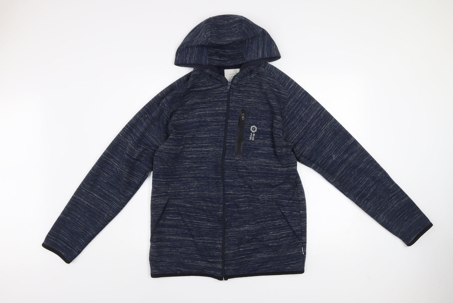 Jack & Jones Men's Blue Hooded Full Zip Activewear Jacket Size M