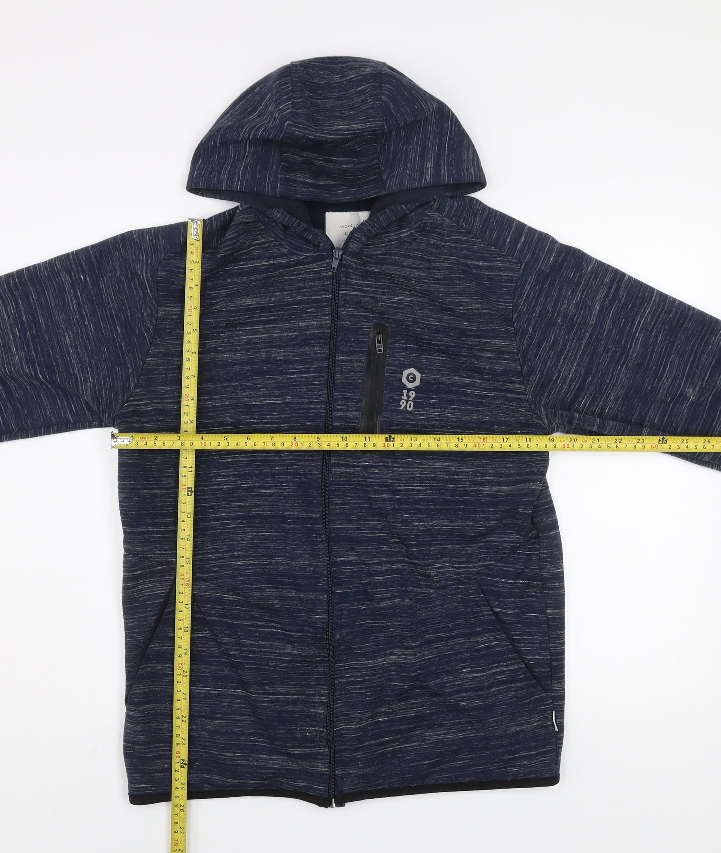 Jack & Jones Men's Blue Hooded Full Zip Activewear Jacket Size M