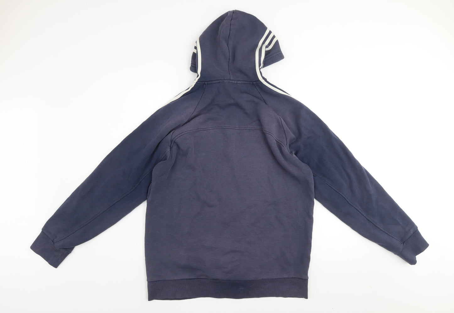 Adidas Men's Blue Size L Track Jacket Hooded Full Zip Cotton Blend