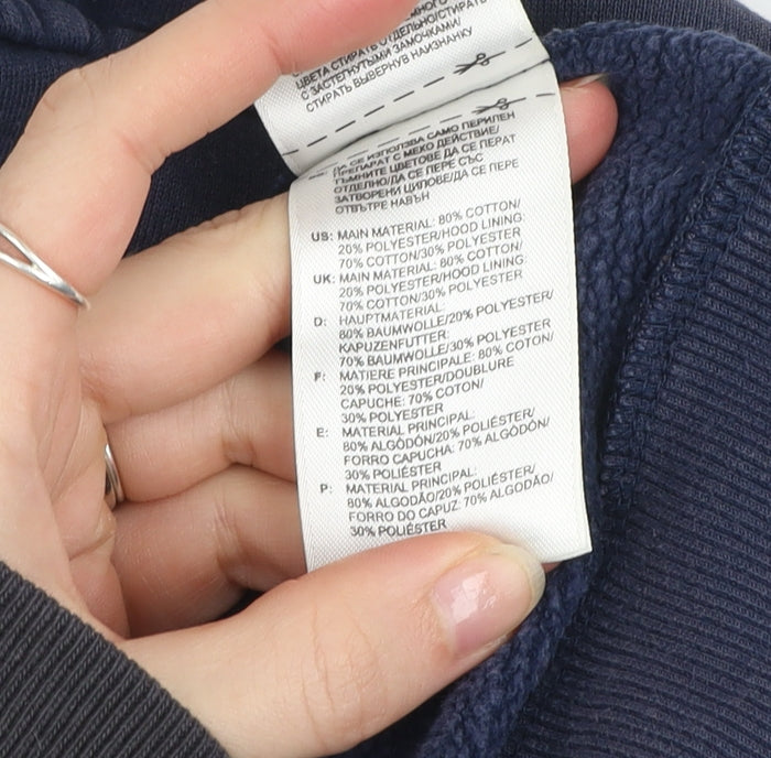 Adidas Men's Blue Size L Track Jacket Hooded Full Zip Cotton Blend