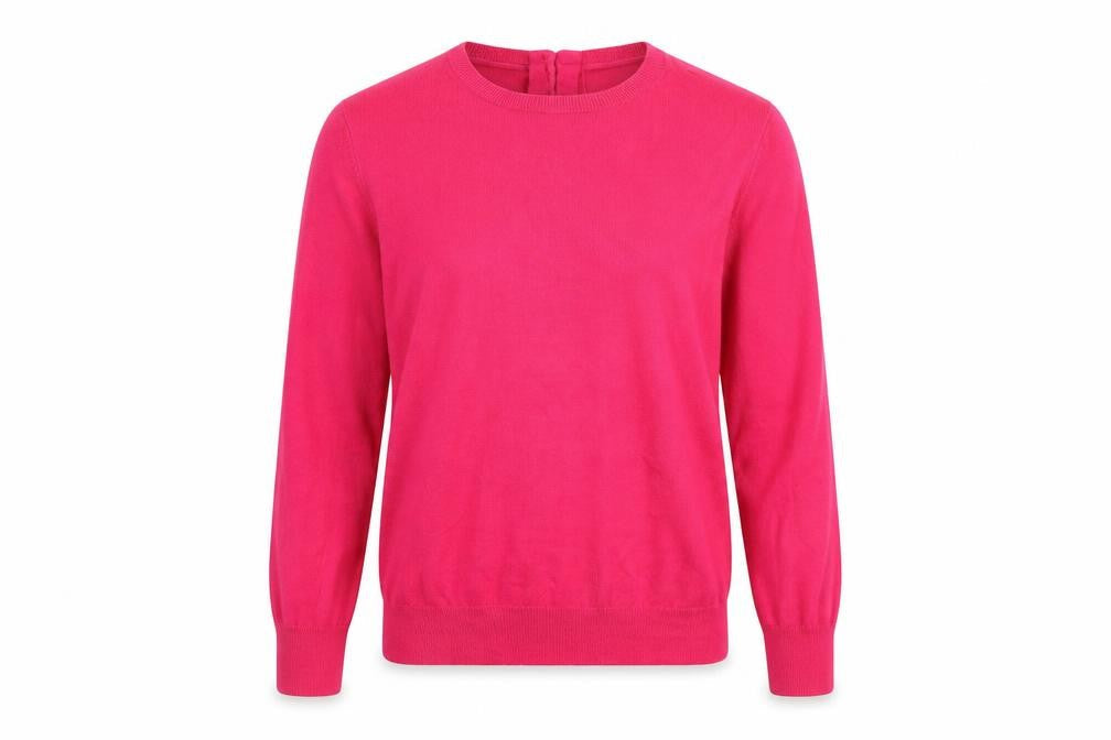 Savida Women's Pink Crew Neck Button Detail Knit Jumper Size 12