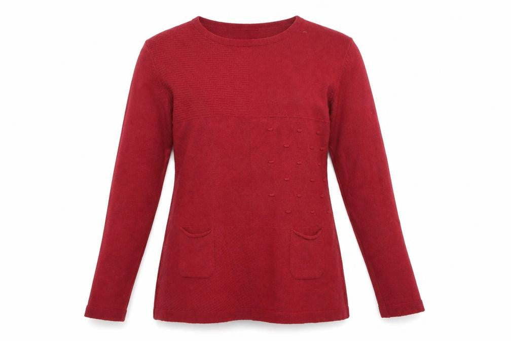 Tricotonik Women’s Red Crew Neck Long Sleeve Cashmere Blend Jumper M