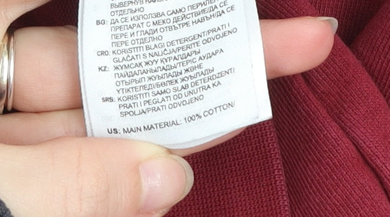 Adidas Mens Red Pullover Hoodie L Sports Logo Cotton Sweatshirt