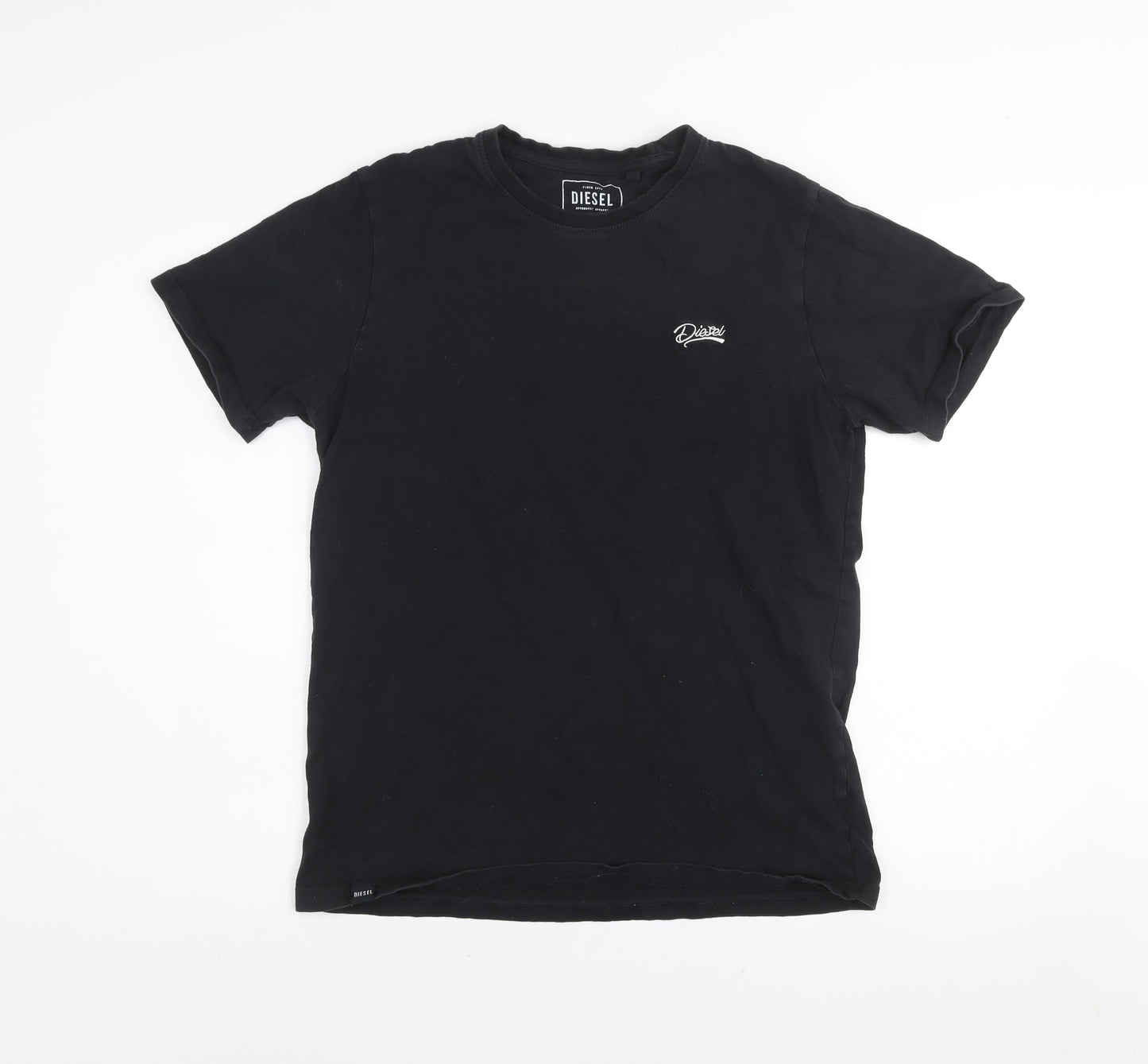 Diesel Men's Black Cotton Logo Short Sleeve Crew Neck T-Shirt M