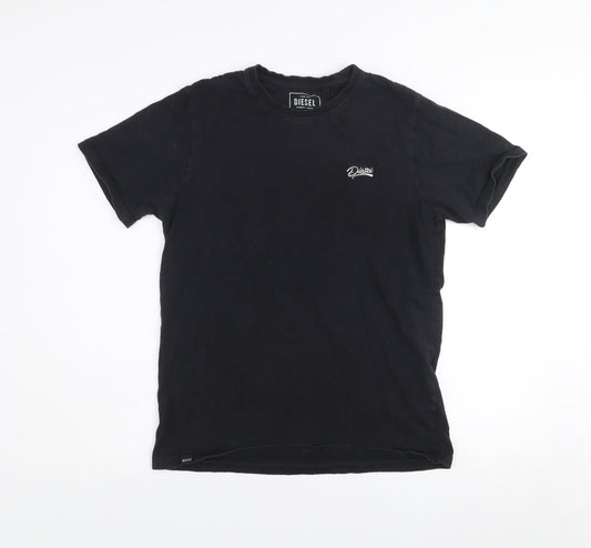 Diesel Men's Black Cotton Logo Short Sleeve Crew Neck T-Shirt M