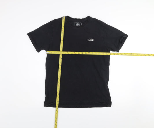Diesel Men's Black Cotton Logo Short Sleeve Crew Neck T-Shirt M