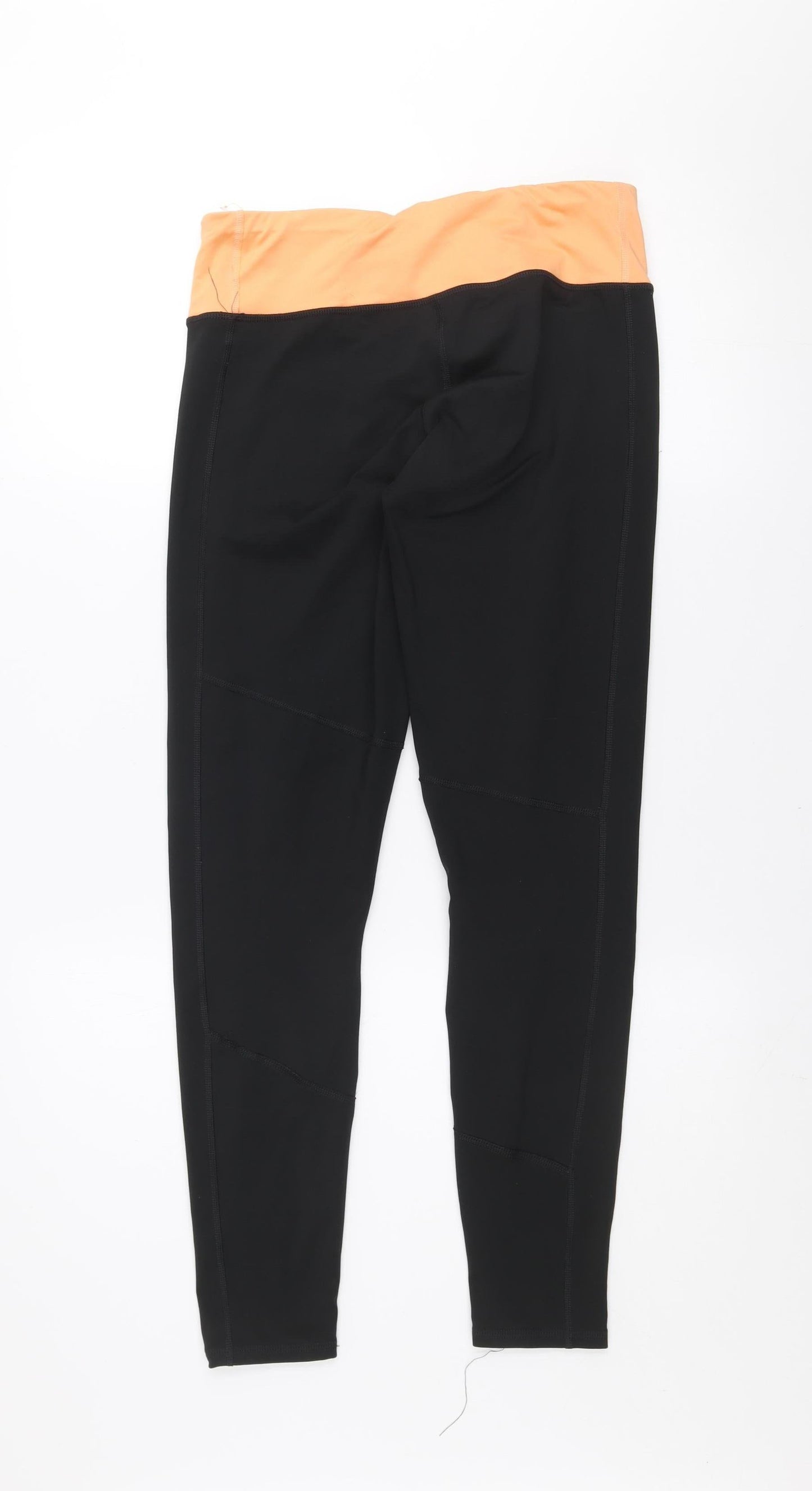 Puma Womens Black Orange Leggings M Stretch Gym Trousers