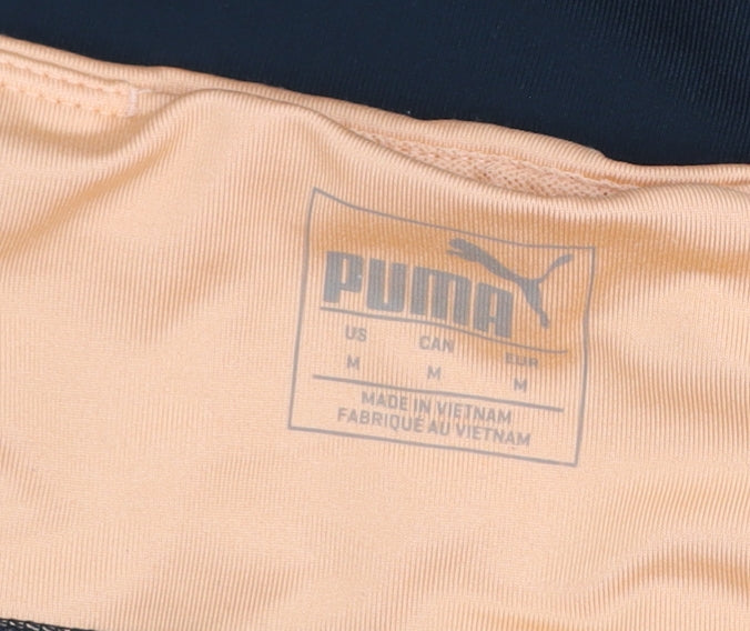 Puma Womens Black Orange Leggings M Stretch Gym Trousers