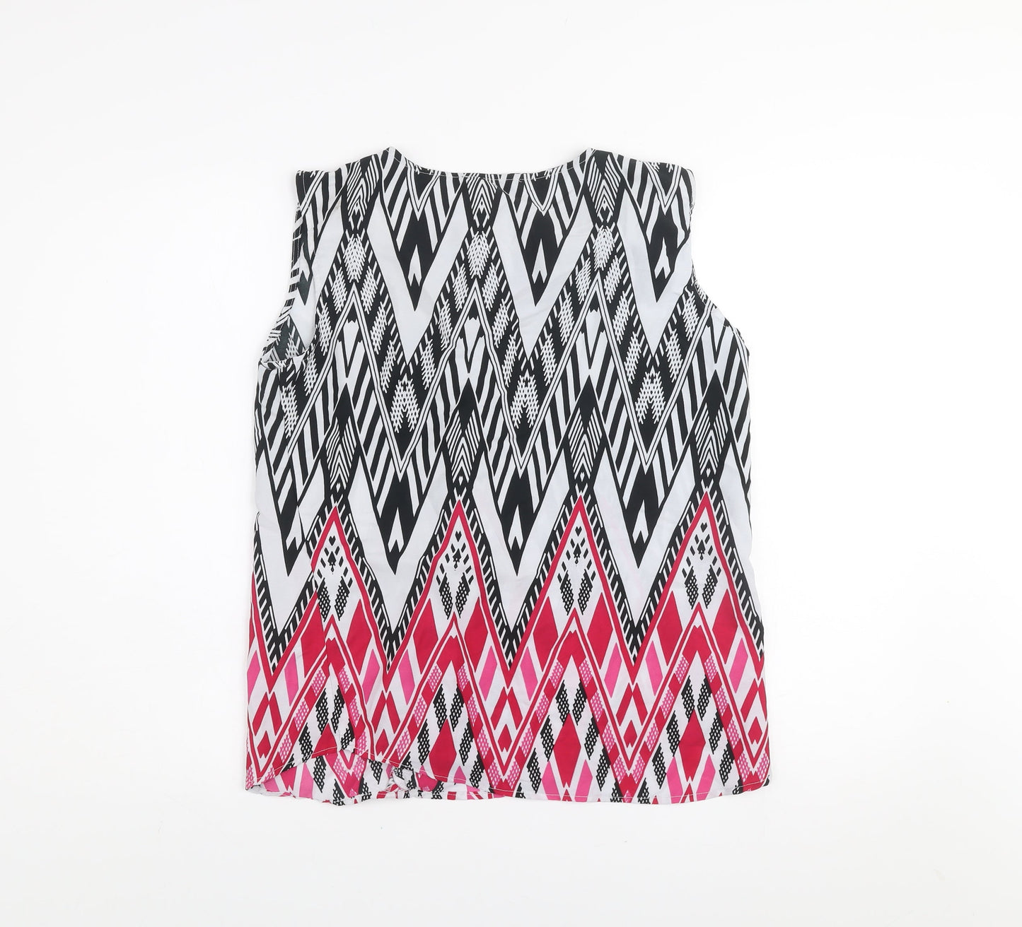 Mystify Women's Multicoloured Tribal Ruffle V-Neck Tunic Blouse Size 10
