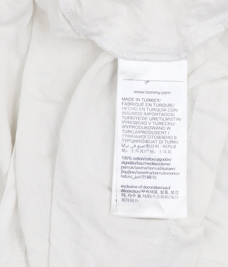 Tommy Hilfiger Men's White V-Neck Cotton T-Shirt Size L