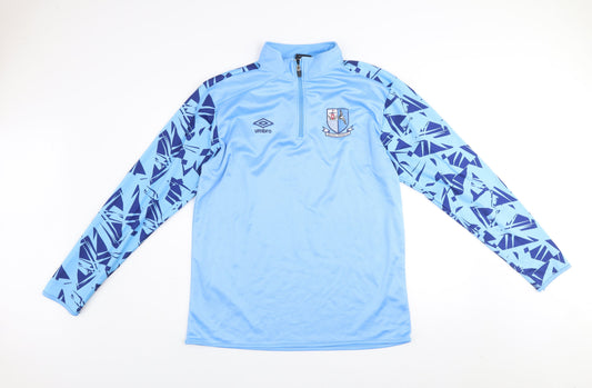 Mens UK L Regular Umbro Blue 1/4 Zip Sweatshirt