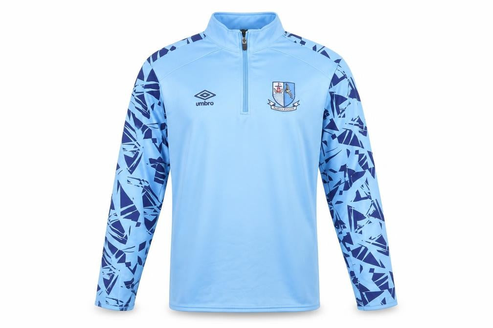 Mens UK L Regular Umbro Blue 1/4 Zip Sweatshirt