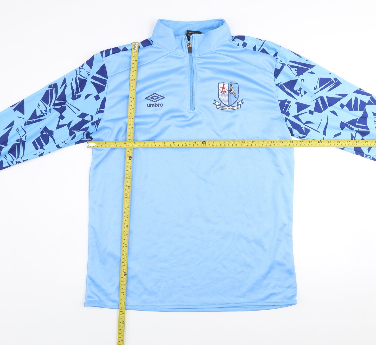 Mens UK L Regular Umbro Blue 1/4 Zip Sweatshirt