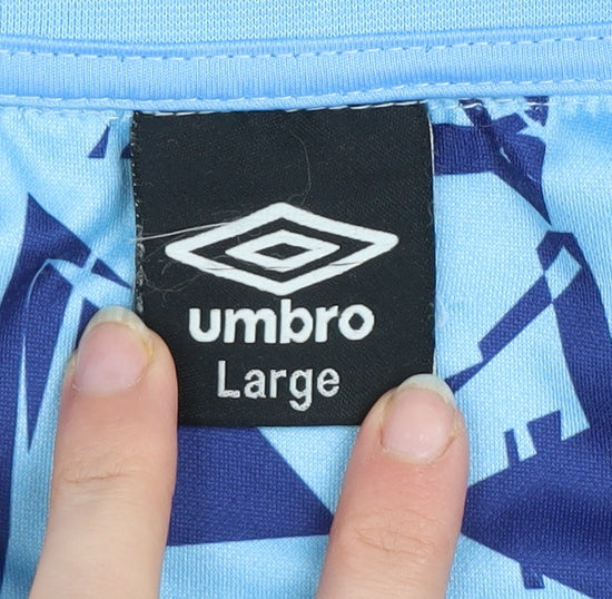Mens UK L Regular Umbro Blue 1/4 Zip Sweatshirt