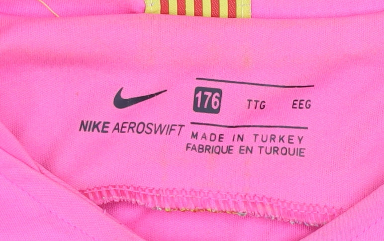 Nike Boys Pink Barcelona Messi 10 Dri-Fit Short Sleeve Football Jersey 176
