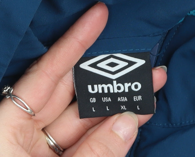 Umbro Men's Blue Hooded Windbreaker Jacket L