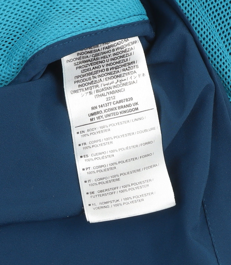 Umbro Men's Blue Hooded Windbreaker Jacket L