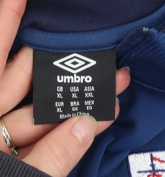 Umbro Men's Blue XL Track Jacket Full Zip Polyester Football Training Top